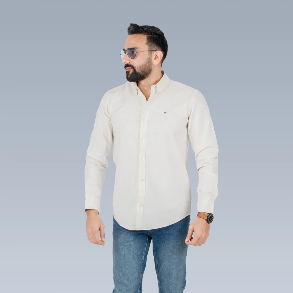 White or Cream Button-Down Shirt